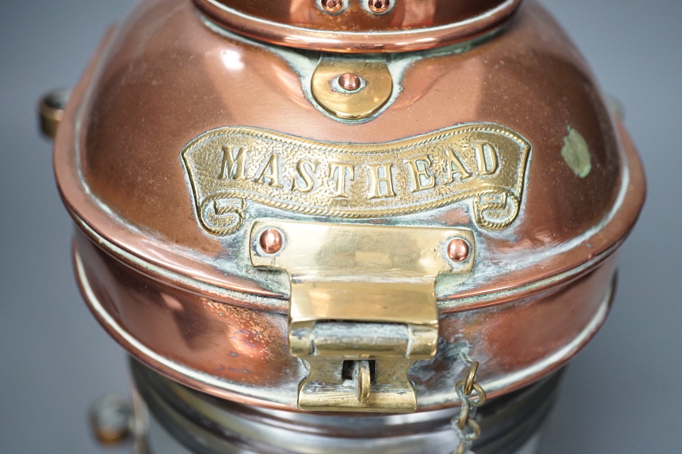A Victorian copper and brass mast head lantern - 34.5cm high